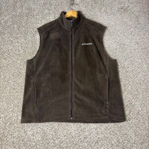 Columbia Mens XXL Brown Fleece Vest Full Zip Steens Mountain Soft Shell Jacket